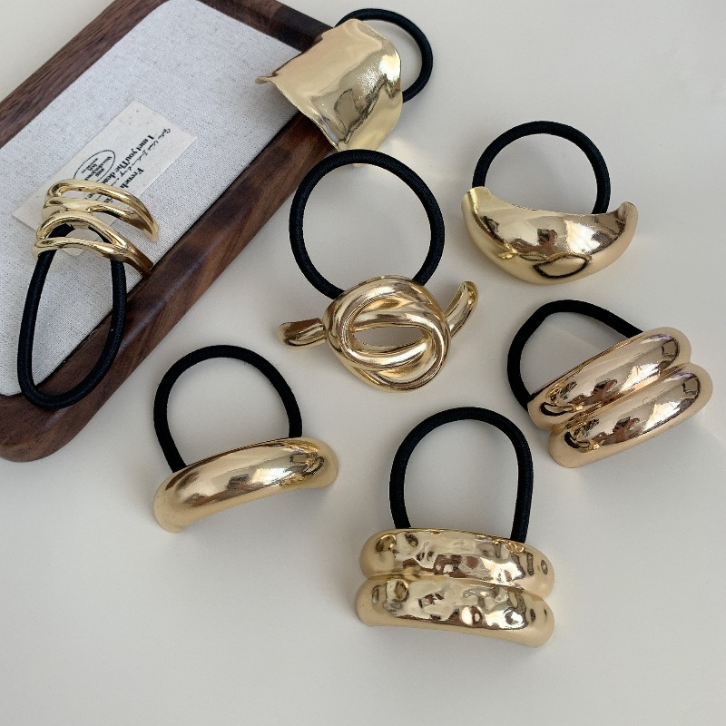 Wrap Ring Gold - Elastici per Capelli Geometrici Metallizzati, Design